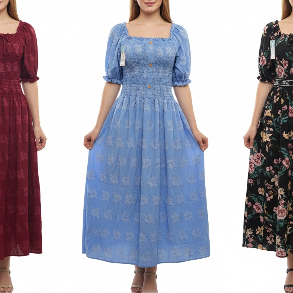 Elegant Blue Floral Dress